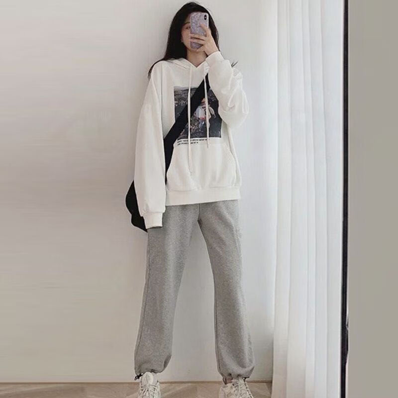 单/套装学院风小个子搭配秋冬季新款女学生加厚卫衣 裤子两件套装