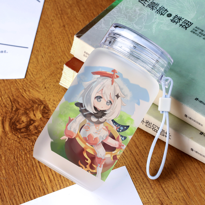 派蒙杯成人原神动漫玻璃杯可莉芭芭拉七七周边磨砂水杯高硼硅男女便携