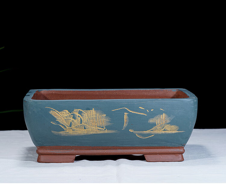 马槽盆宜兴精品盆景盆长方形花盆阳台绿植梅花四方马槽盆 vieruodis