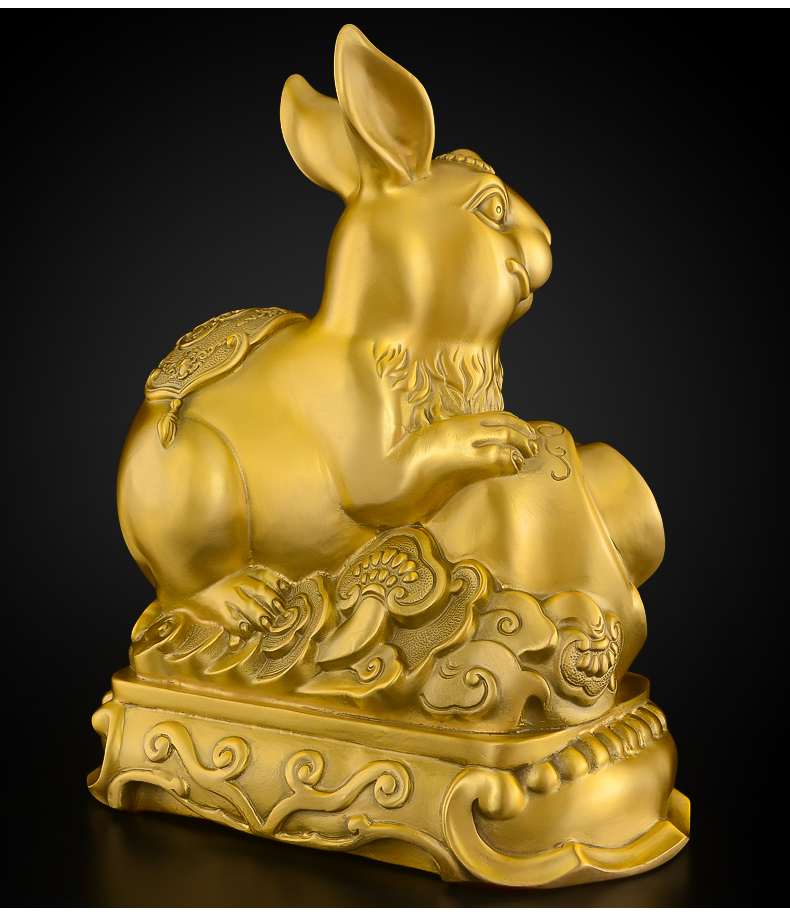 domir 全铜兔子摆件十二生肖兔元宝兔招财兔家居客厅装饰品办公室吉祥