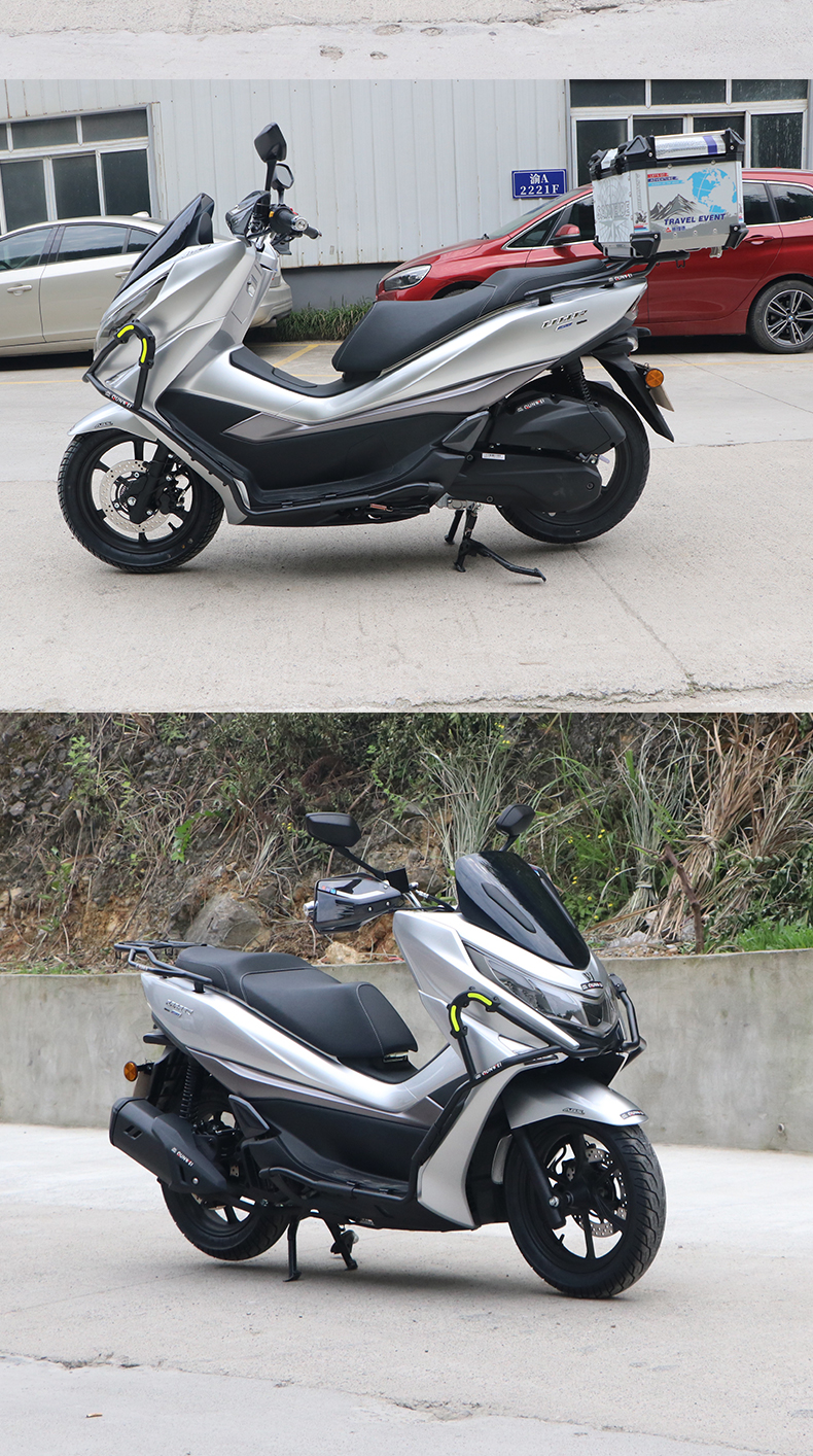 豪爵uhr150保险杠适用踏板车hjt-28 uhr前护杠防摔杠碳钢加强包围