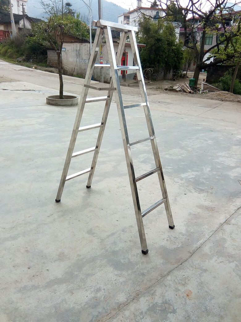 加厚加固304不锈钢人字梯加厚防滑304家用折叠梯子阁楼梯四五六七步