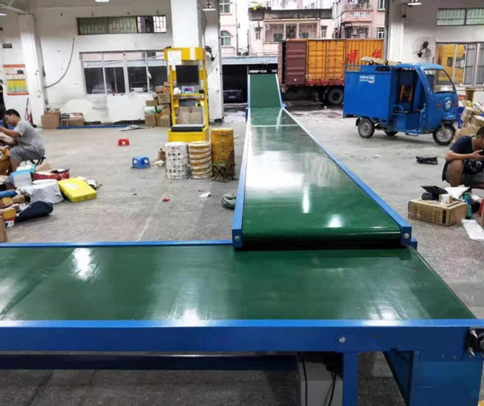 快递分拣流水线电商皮带输送带小型传送带物流装卸货爬坡机输送机白色