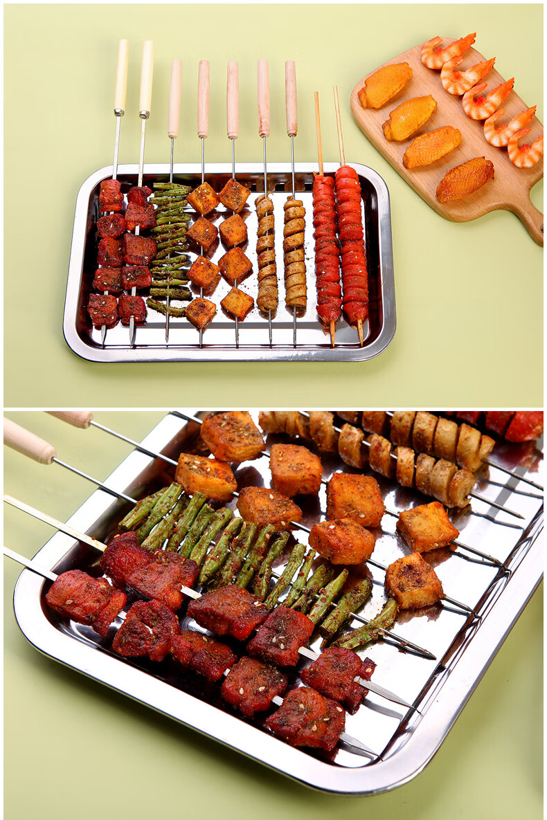 烧烤工具配件食物碟不锈钢食物盘长方形家用盛菜烧烤烤盘餐盘大号304