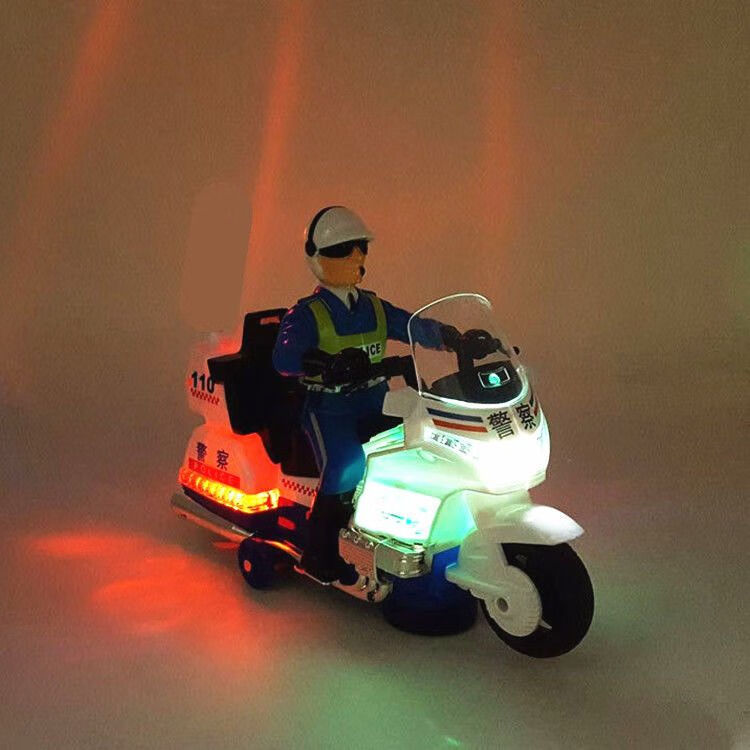 电动万向灯光音乐巡逻警车玩具电动摩托警车110公安巡警摩托车摩托车