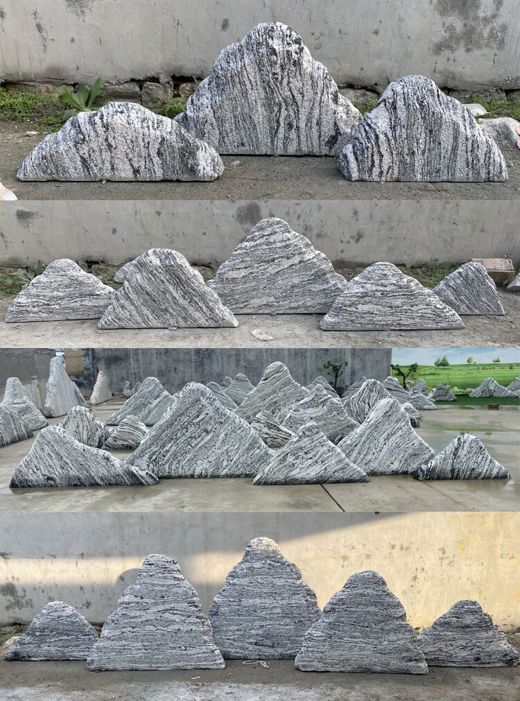 迎客松假树仿真大树雪浪石切片组合造景泰山石景观石假山石头庭院枯