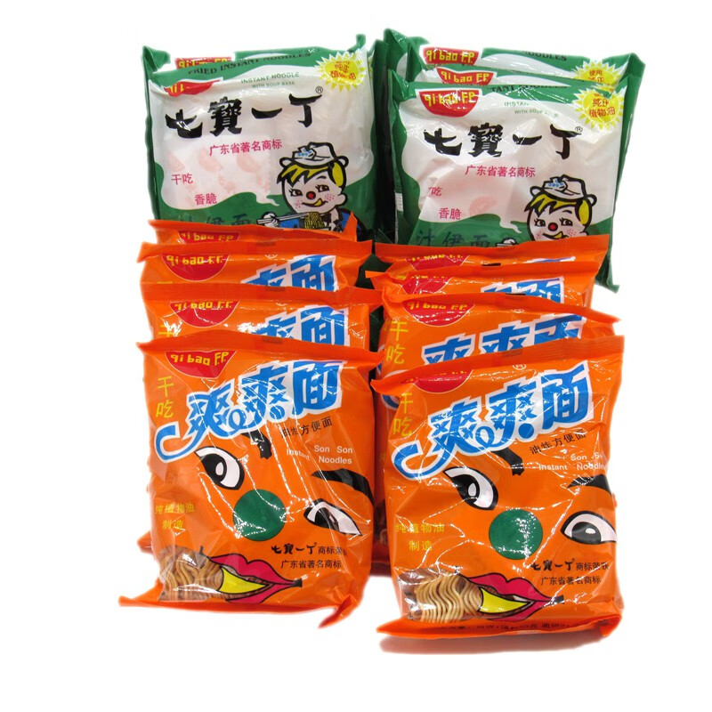 七宝一丁绿色鸡汁伊面干脆面38包爽爽面干吃面方便面8090经典怀旧