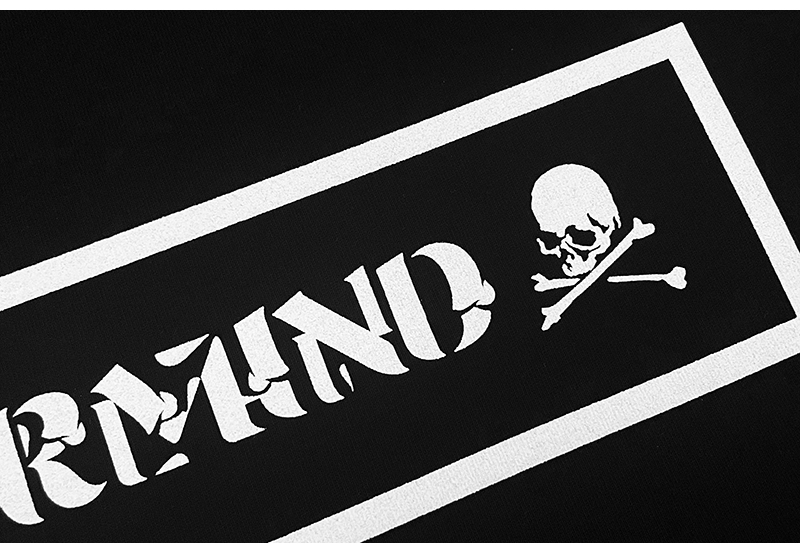 japan骷髅ins暗黑潮world高街长绒棉mmj圆领t恤 黑色白logo s【图片