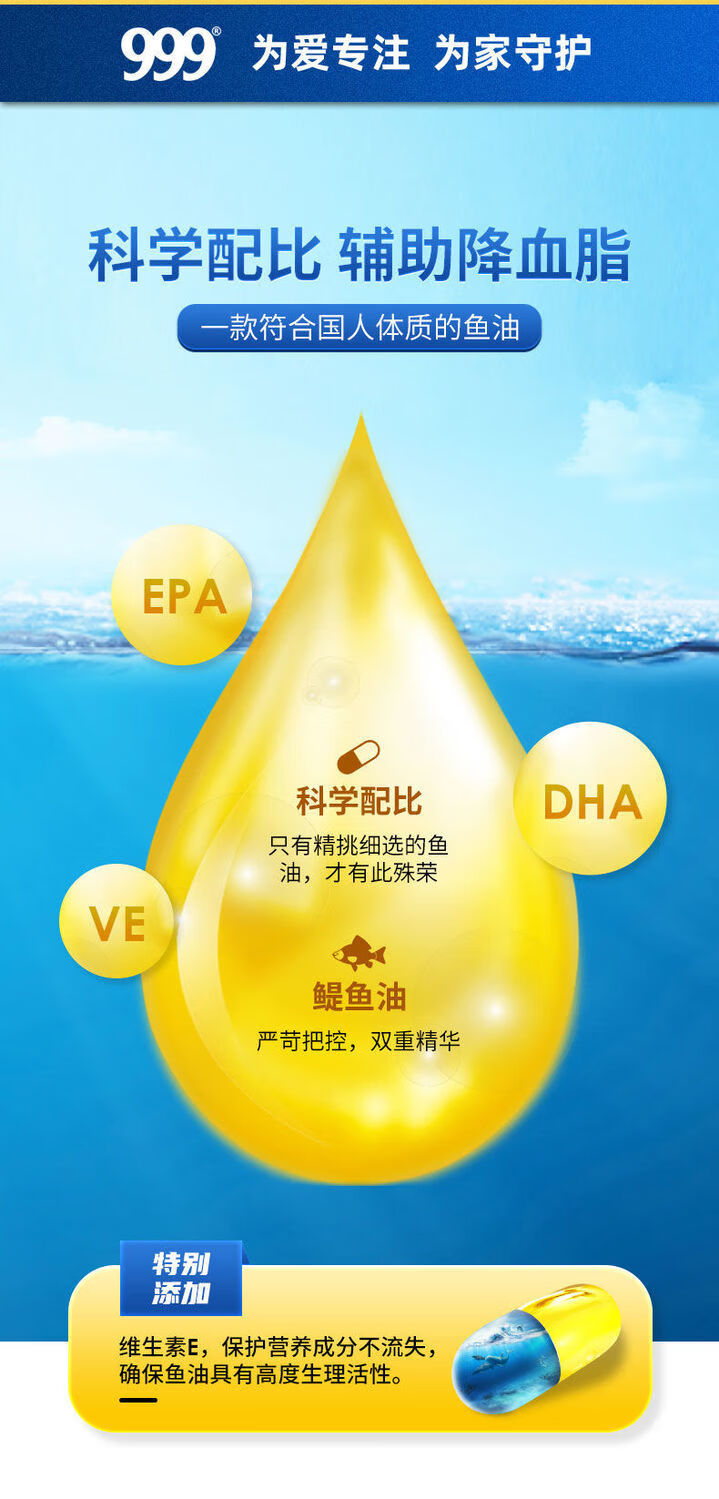 999鱼油胶囊60粒深海鱼油辅助降血脂大豆磷脂卵磷脂dha补脑鱼油60粒1