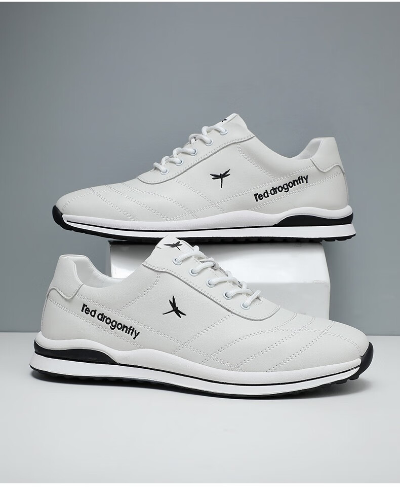 加绒可选红蜻蜓男鞋冬季保暖牛皮软面软底休闲鞋男韩版运动耐磨英伦