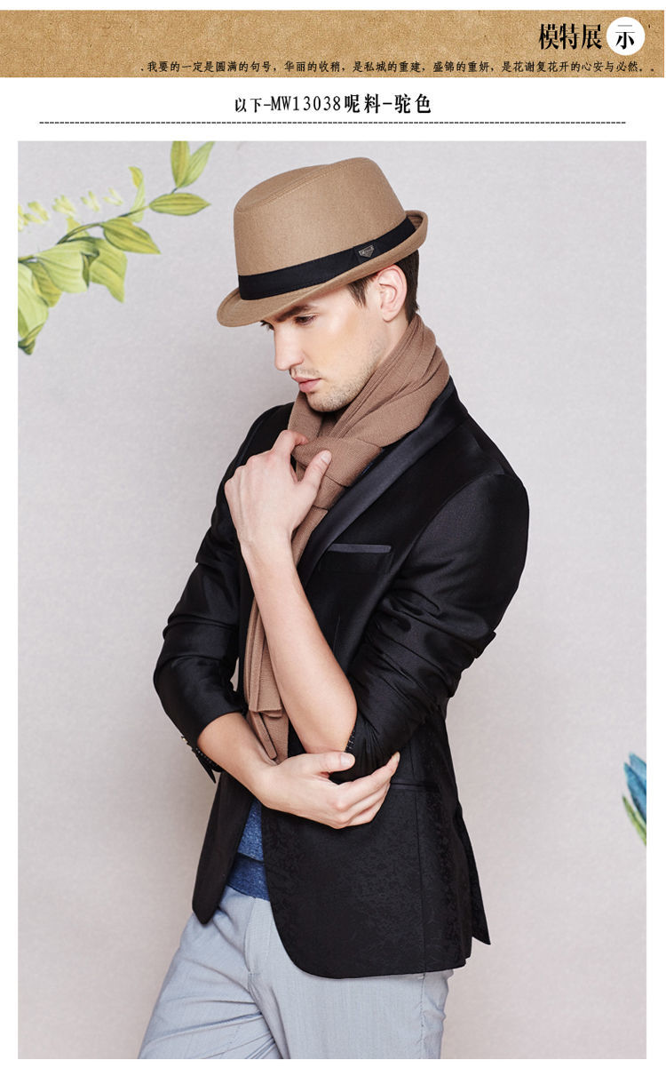 屿汐新品男士礼帽礼帽男秋冬季韩版潮时尚爵士帽大头围英伦风男士帽子