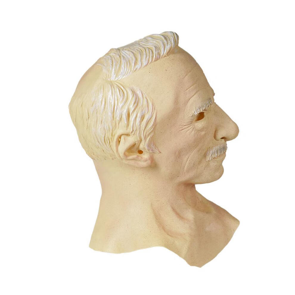 面具全脸人脸硅胶真人面具怖吓人老人肉皮白发老太太老头硅胶头套