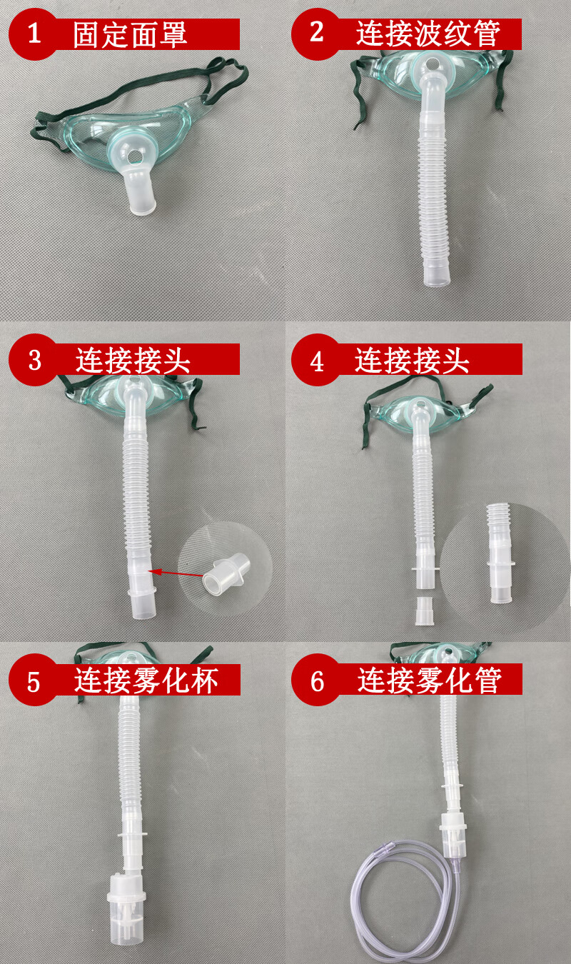 成人气切喷雾面罩 雾化瓶和氧气管 气切喉罩气切面罩气切雾化面罩