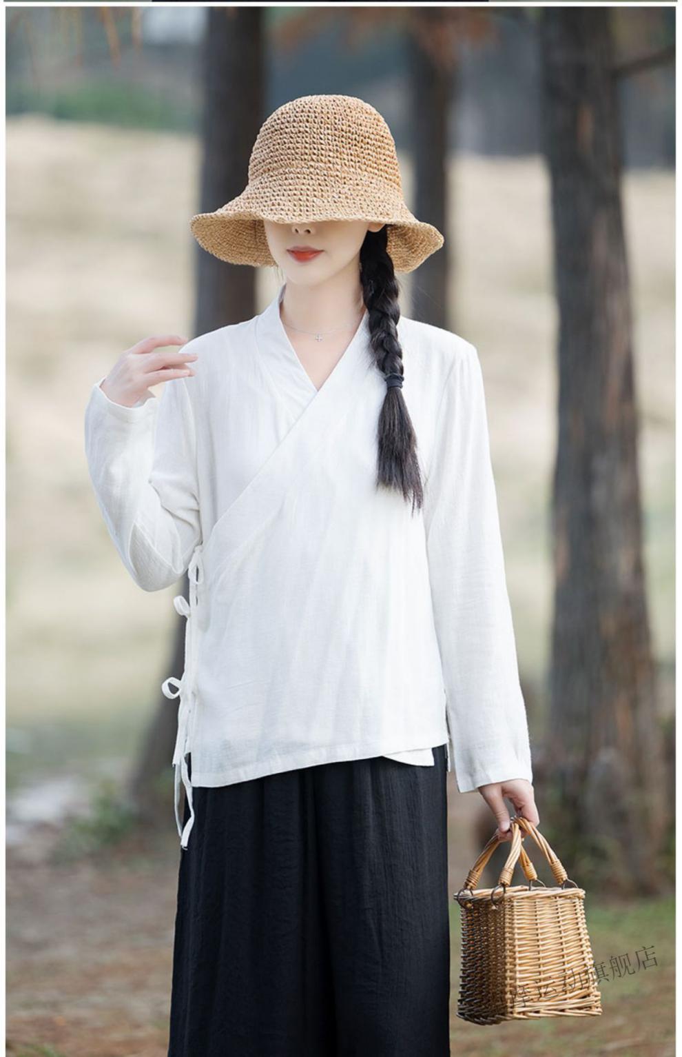 仁武太极养生衣素衣茶服女禅服打坐春夏棉麻唐装养生馆工作服女太极