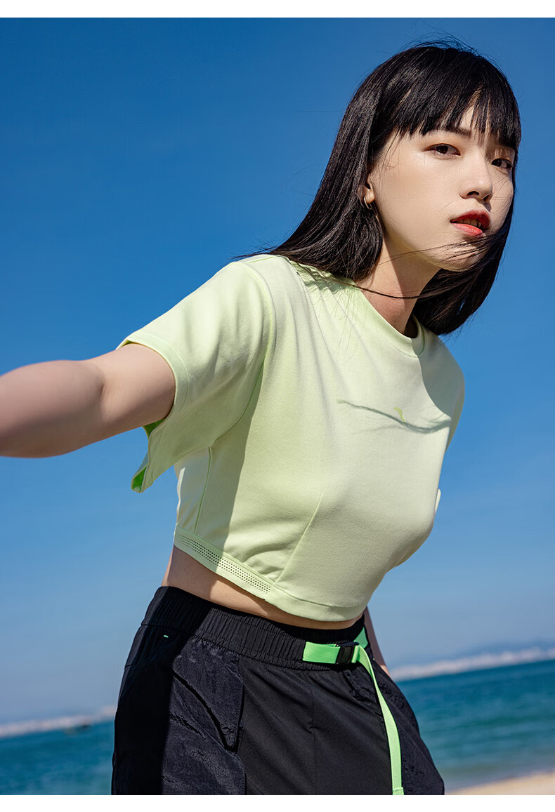 舞蹈系列安踏短款短袖t恤女2022夏季新款宽松运动上衣透气162227135
