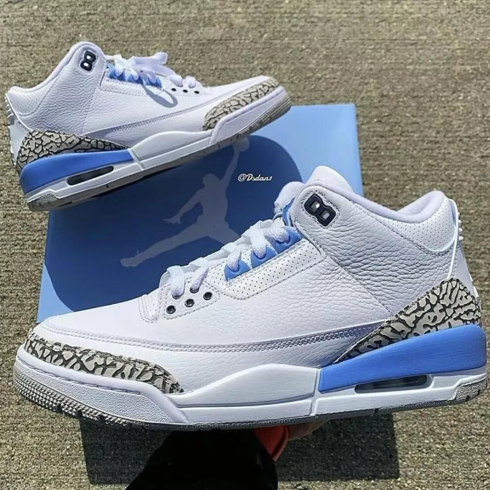 aj3藤原浩高帮篮球鞋北卡蓝运动鞋火焰红男真气垫乔3休闲情侣鞋 aj3