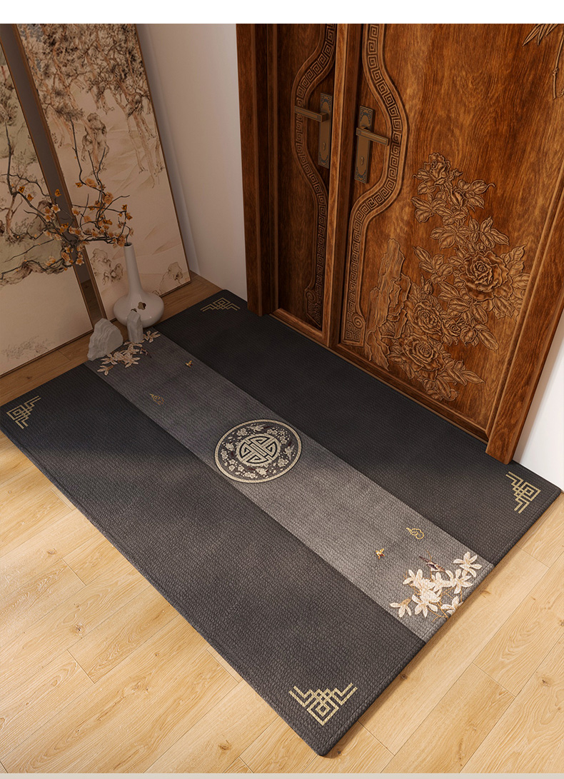 高档新中式进门地垫入户门大门口蹭土垫门口家用高端铺子踩脚垫 陇城