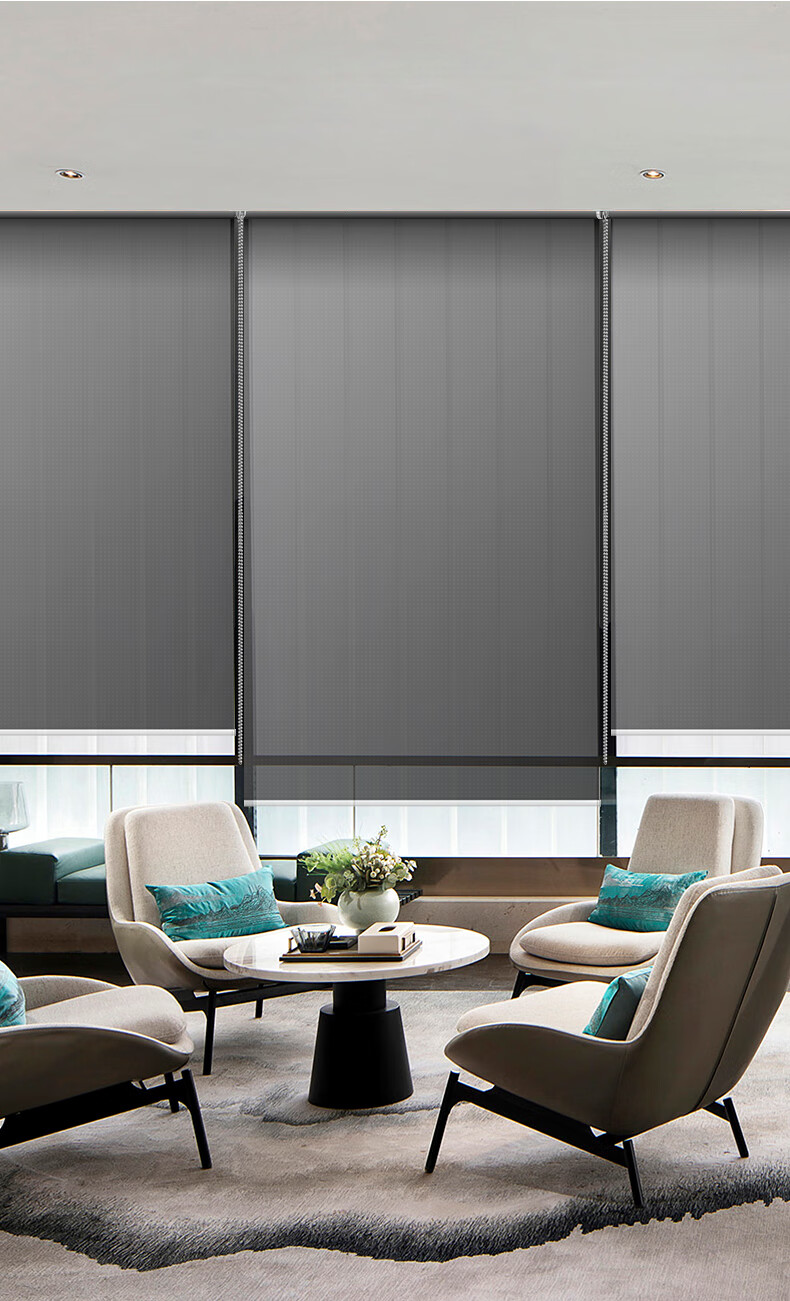 昂阳光面料办公室卷帘窗帘半透防火阻燃银行酒店写字楼拉帘免打孔半