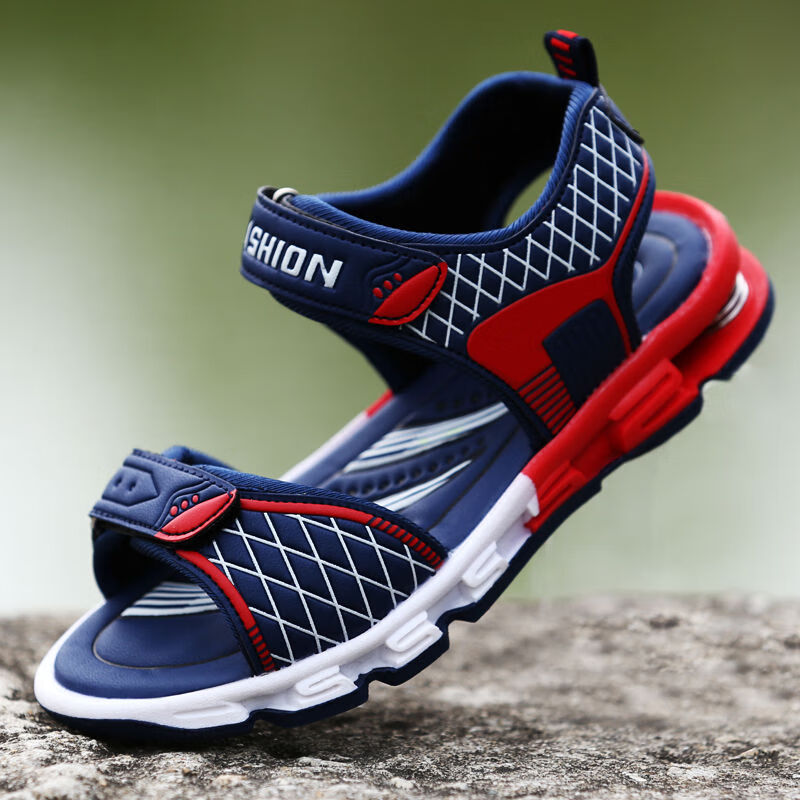 男童凉鞋弹簧鞋韩版夏季宝宝凉鞋男孩大童儿童沙滩鞋 lb666宝蓝 38码