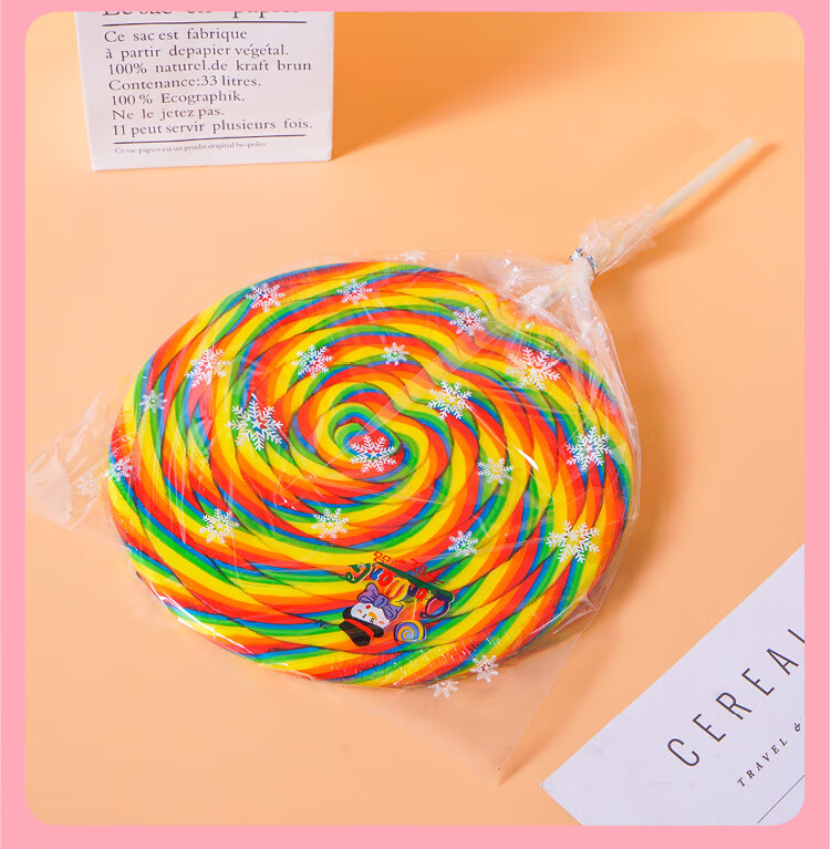 超大波板糖1000g网红创意高颜值七彩五彩功夫棒棒糖圣诞节日糖果棉花