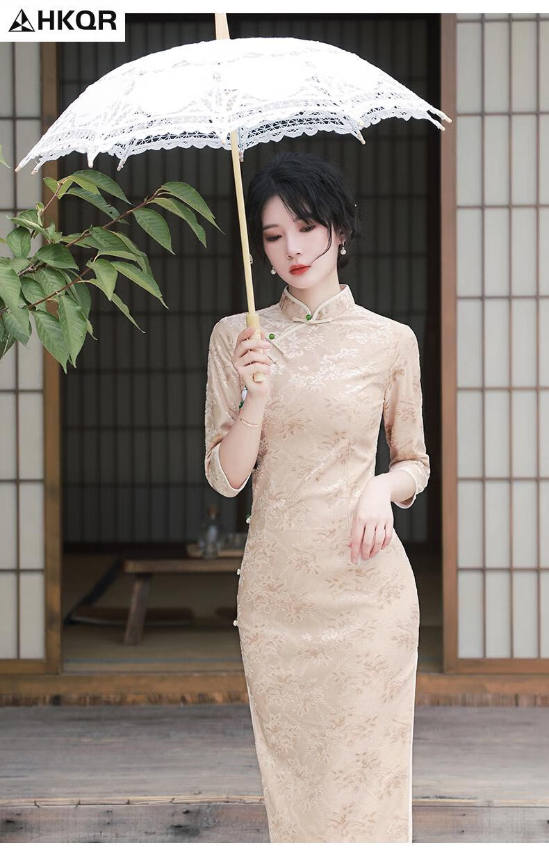 hkqr轻奢高端品牌中青年女装夏季新款时尚舒适旗袍改良款复古日常穿中