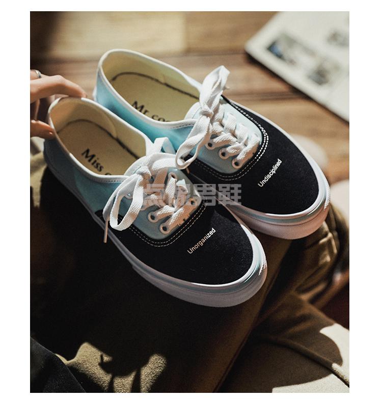 日本冈山久留米硫化鞋日系帆布鞋女化小众低帮板鞋白蓝色码数参考wan
