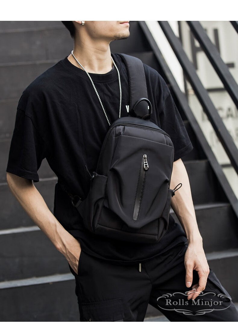 zxbvck轻奢品牌胸包男帆布小挎包休闲运动男包牛津布时尚百搭男士包包