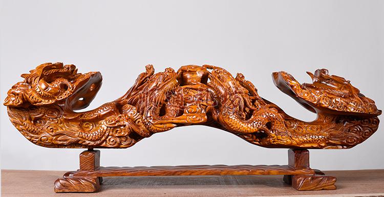 顺通礼坊 黄花梨九龙如意木雕九龙戏珠龙摆件根雕红木客厅装饰手工艺