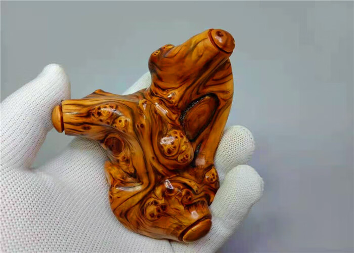 一北太行崖柏手把件瘤花把件陈化虎皮纹随形手把件毛料练手小料藕色a