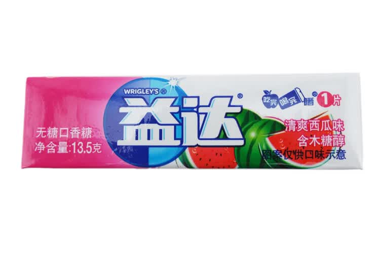 益达木糖醇 口香糖 西瓜味270g(13.5g×20条) 整盒 休闲零食
