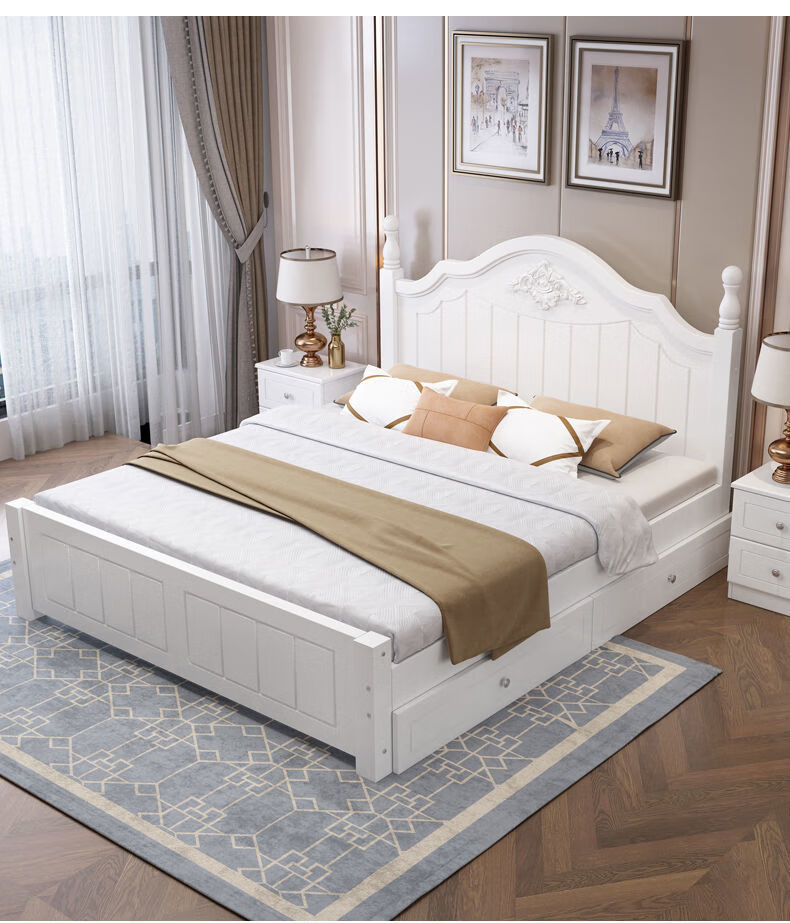 欧式实木床18米现代简约15米双人床1米成人床单人床主卧床包上楼实木