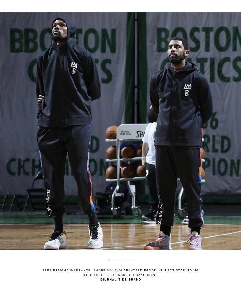 滕讯体育nba同款篮网排扣裤热身束脚运动全开排扣裤男哈登同款休闲