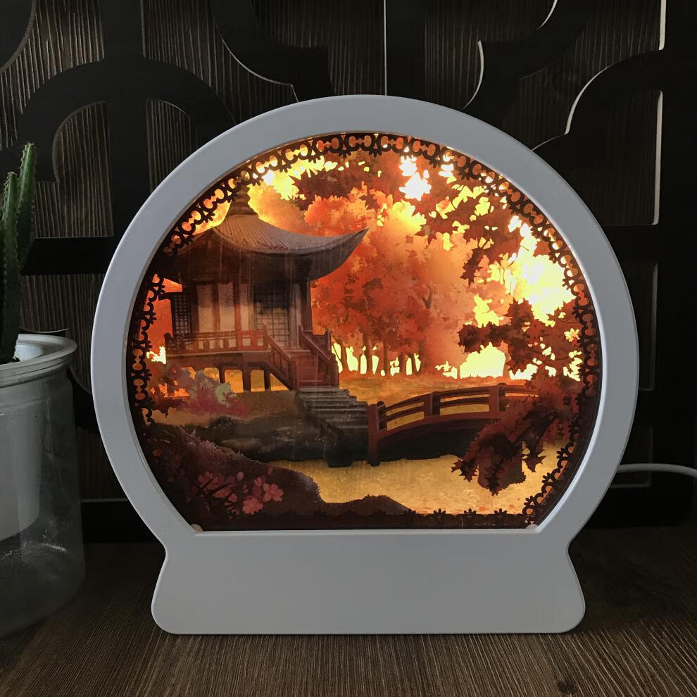 3d立体光影纸雕灯中国风创意剪影纸艺术手工小夜灯七夕情人节礼物蓬莱