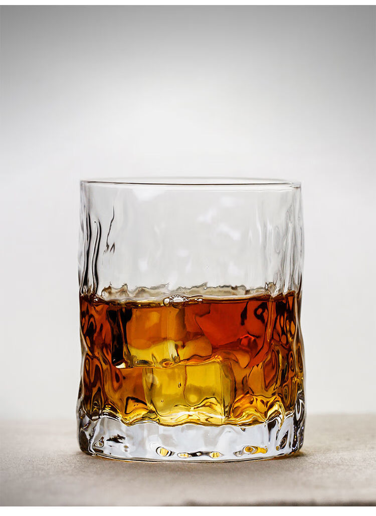 日式威士忌杯洋酒杯玻璃杯水杯风家用杯子茶杯啤酒杯 烟灰色【2只】【