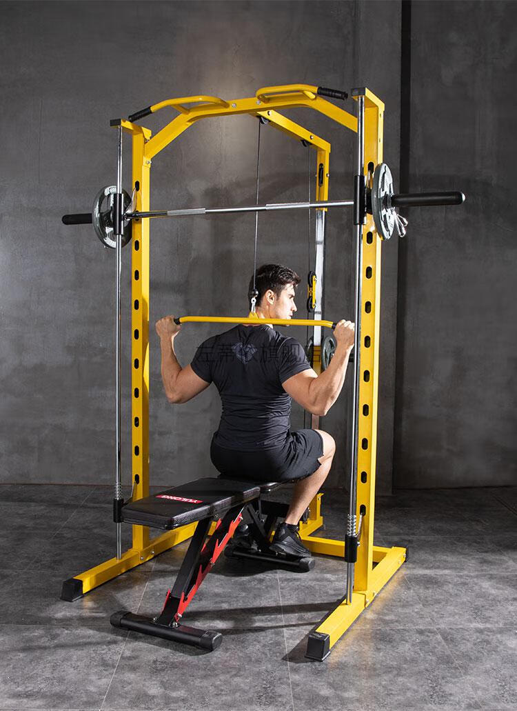 史密斯机深蹲架多功能举重床杠铃架家用男士健身卧推杠铃套装深蹲架不