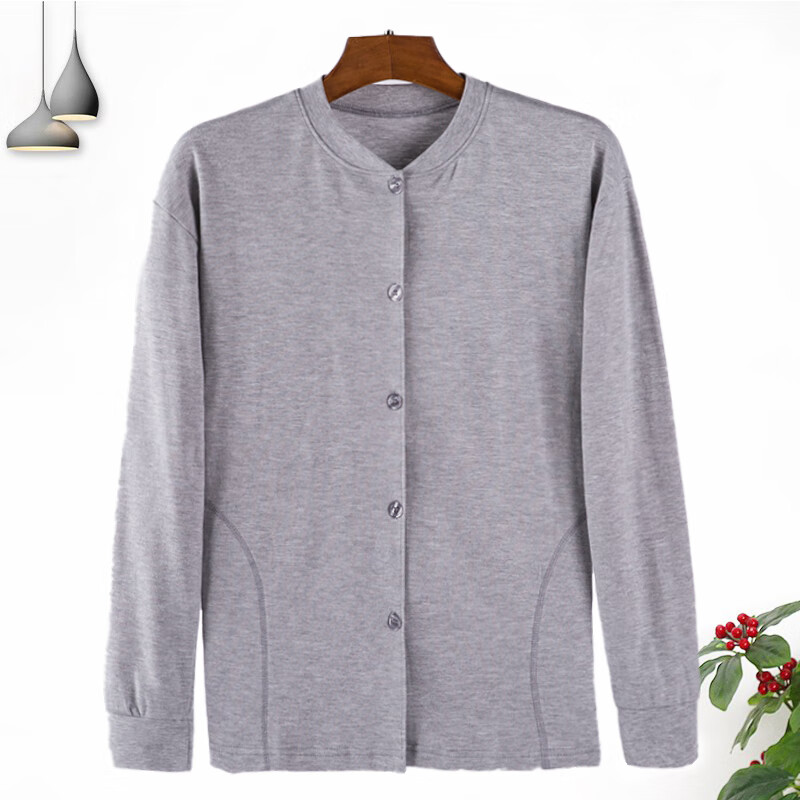 shinokoo老人内衣中老年男士开衫秋衣开襟线衣加肥加大单件老人对襟开