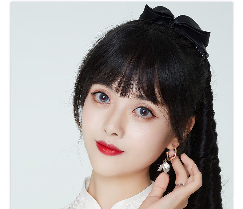 22新款 假发马尾女罗马卷民国大小姐油条公主复古旗袍蝴蝶结表演仿真