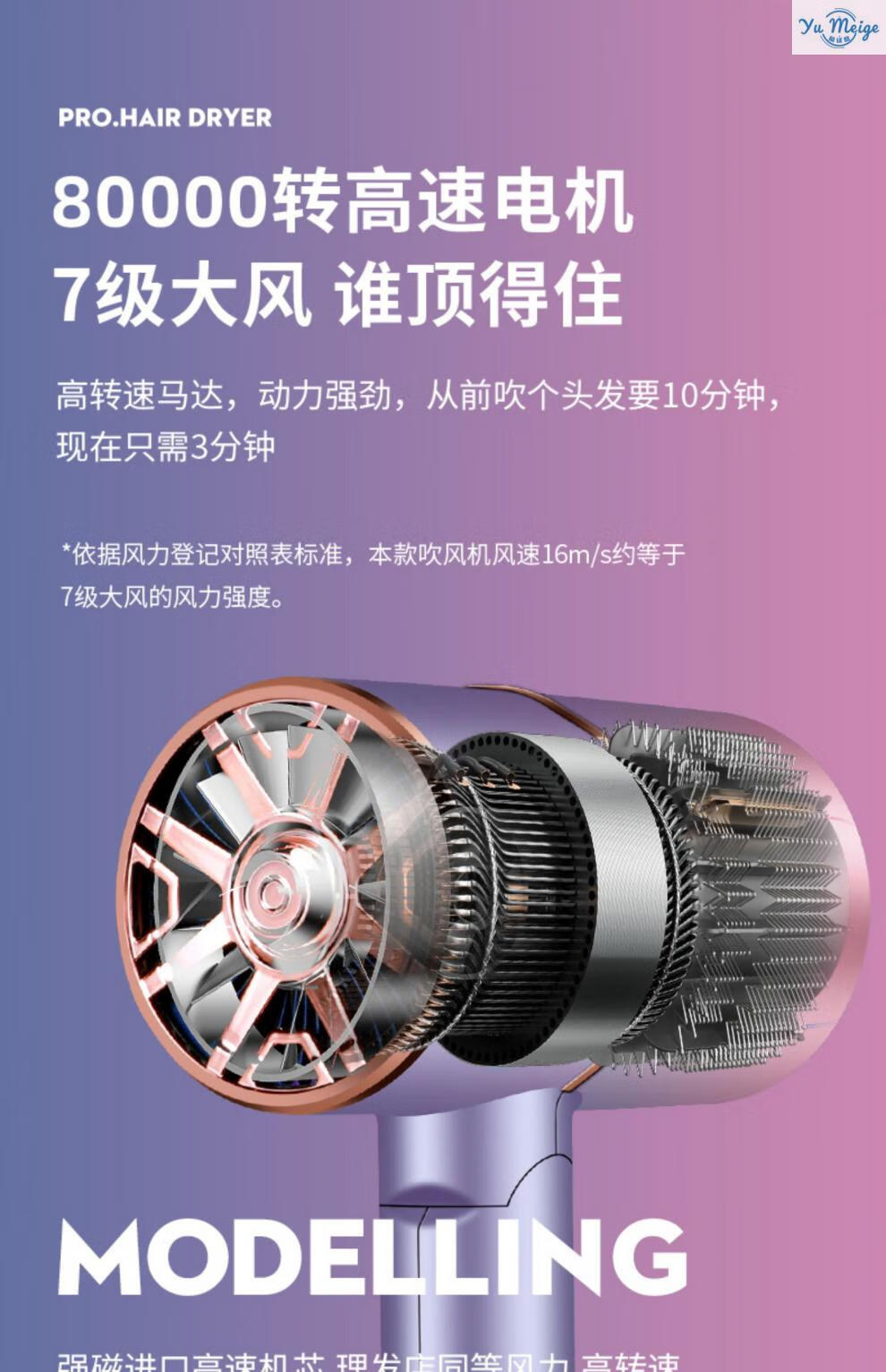 新款saiqiya赛琦雅吹风机大功率便携可折叠电吹风筒负离子护发冷热风