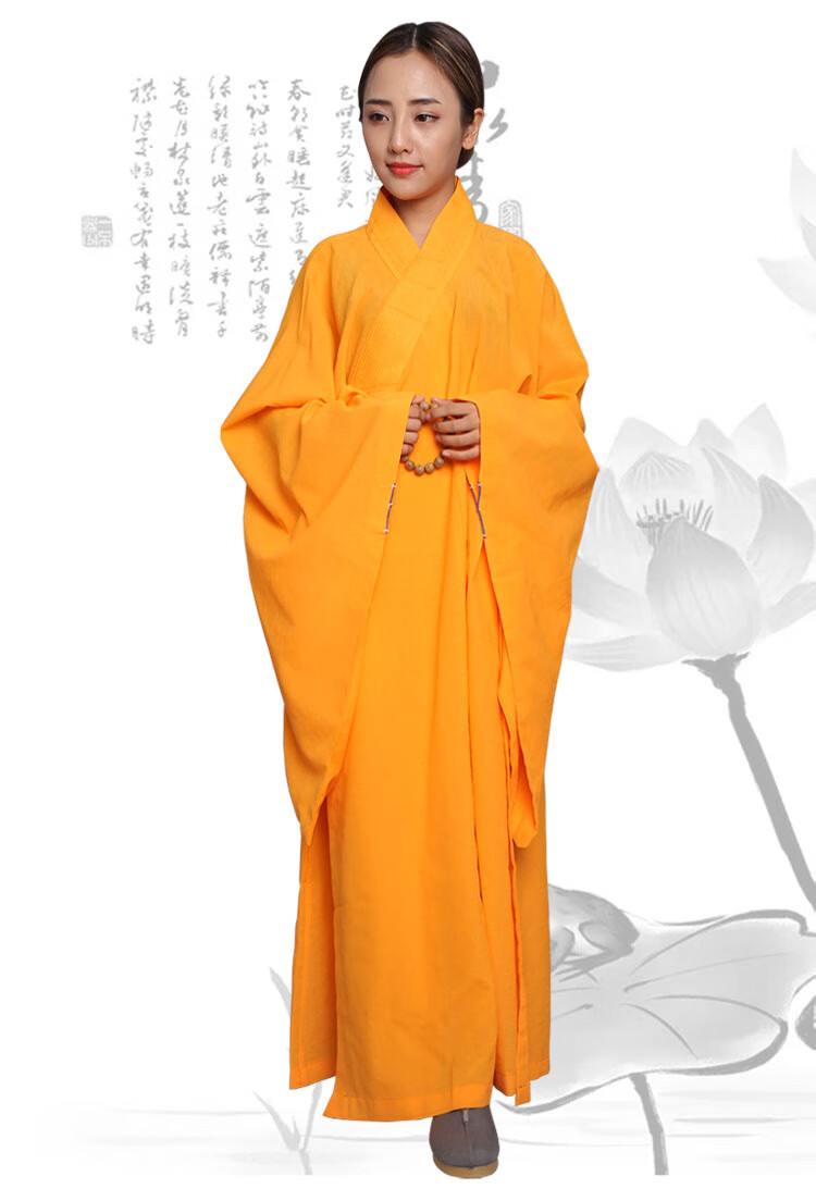 袈裟儿童居士服女款法会诵经咖啡色加肥僧服僧衣海清袈裟 黄色 35码=