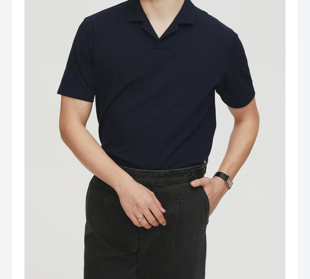 春夏新款藏青色翻领针织男士polo衫t恤商务休闲纯棉短袖藏青色8085l