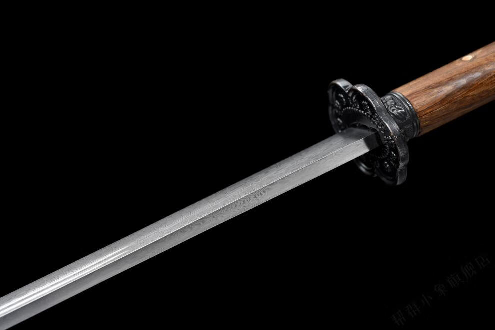刀剑花纹钢一体长刀戚家刀宝剑唐刀冷兵刃未开刃 高锰钢 梅花【图片