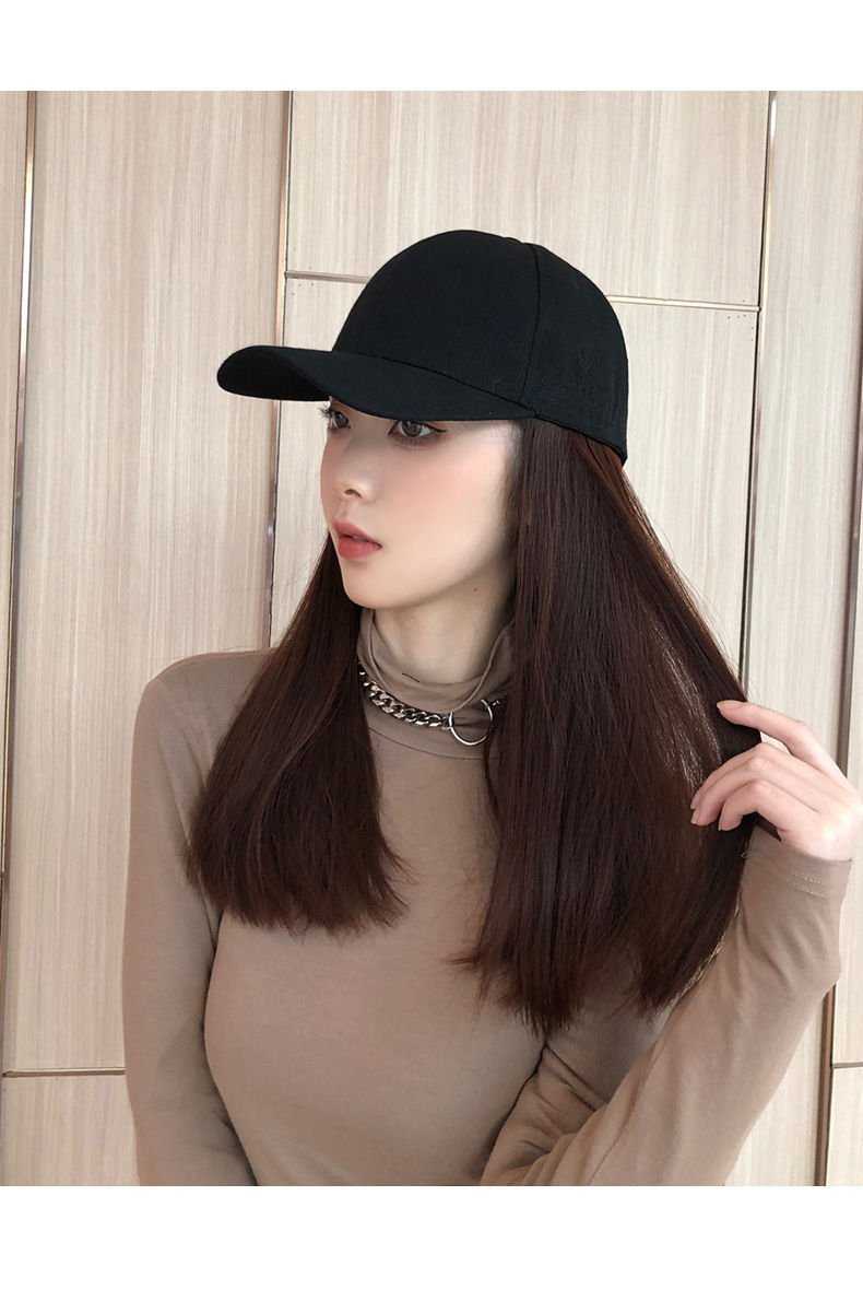 世雅帽子假发女一体时尚遮阳鸭舌帽网红短发内扣直发韩版百搭全头套