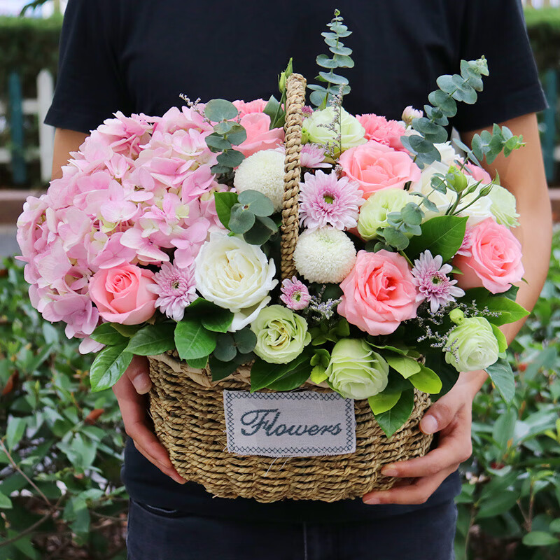 七夕恋无锡玫瑰向日葵手提花篮鲜花速递同城滨湖锡山新吴生日毕业送花