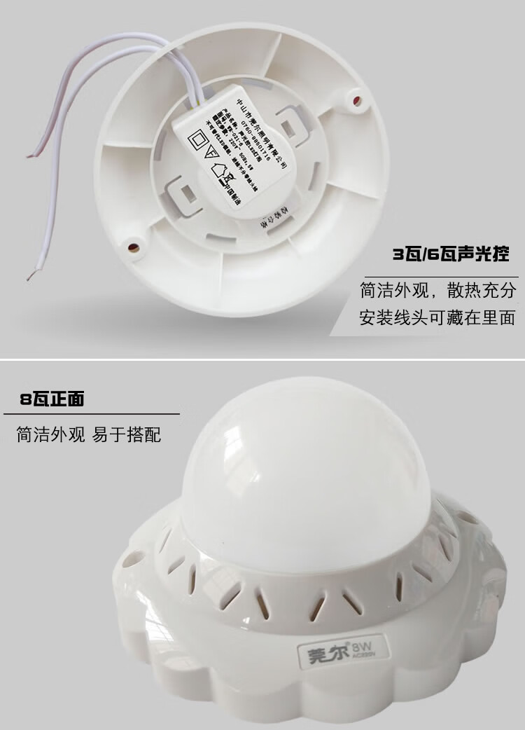 led声控灯楼道雷达人体感应灯家用过道走廊卫生间智能自带感应器 声光