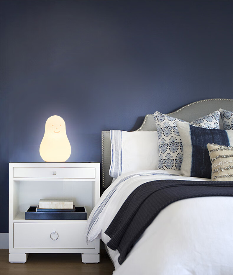 拍拍灯创意圆球柔软硅胶卧室床头三档调光暖光装饰氛围小夜灯 白色