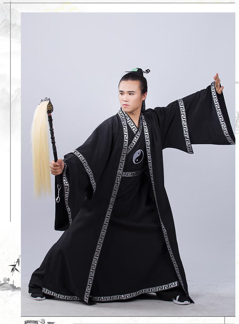 武当长袍道教长褂太极服道服道袍两件套男道衣女道士服装法衣披挂白色