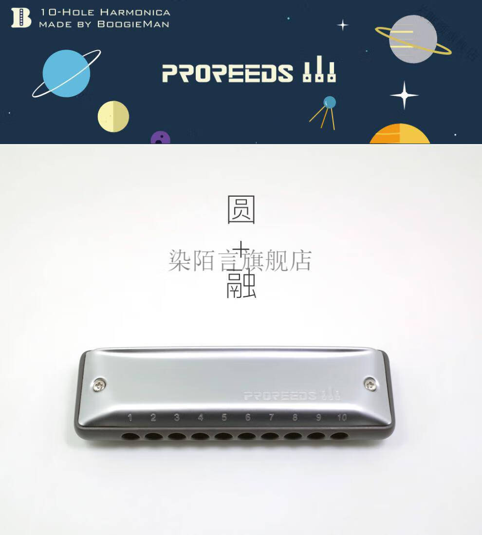 【高端品質】proreeds十孔paddy布魯斯藍調口琴網成人初學bm10孔boog