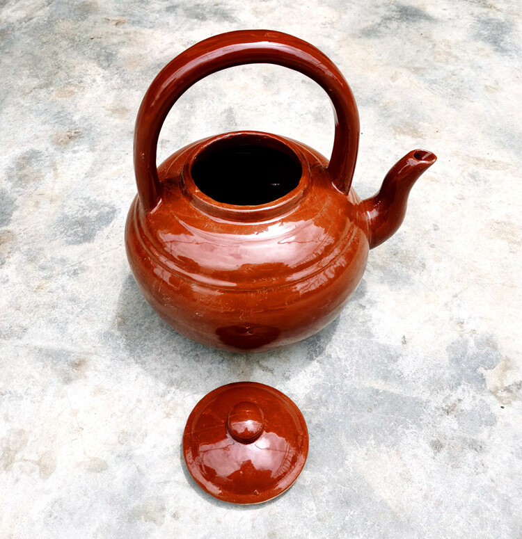 景德镇老式复古陶瓷茶壶仿古老式饭店茶壶家用大号三皮罐凉茶壶怀旧