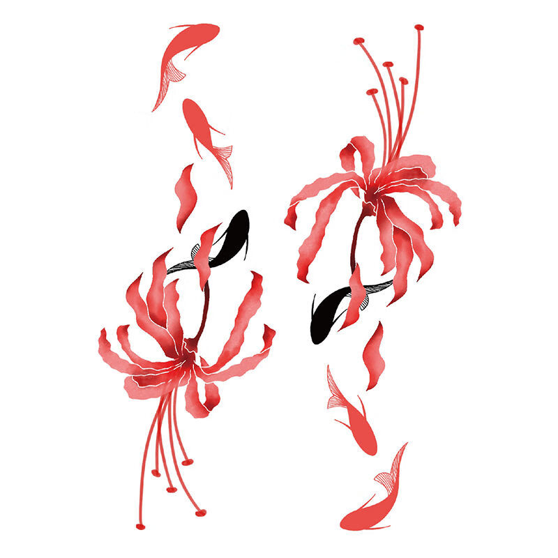 新品彼岸花纹身贴彼岸花纹身贴古风性感地狱少女耐久花臂锁骨遮疤大图