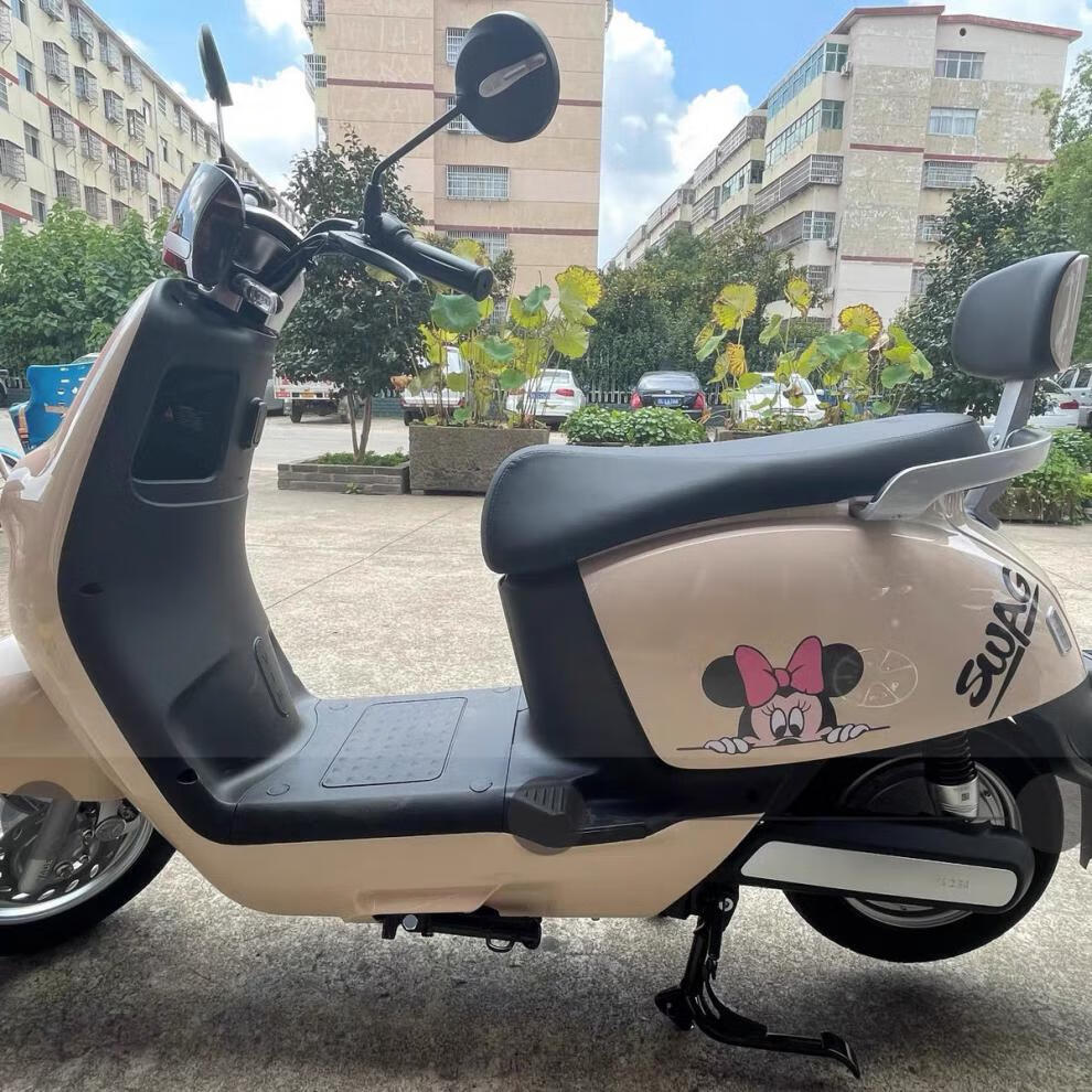 小牛电动车车贴卡通可爱小牛电动车贴纸米奇米妮雅迪q6车身划痕遮挡